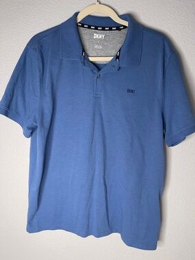 DKNY Men’s Blue Polo Shirt with Subtle Logo